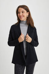 Mid-Length Shawl-Collar Cardigan