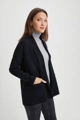Mid-Length Shawl-Collar Cardigan