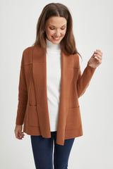 Mid-Length Shawl-Collar Cardigan
