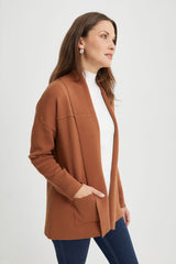 Mid-Length Shawl-Collar Cardigan