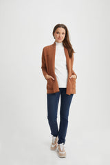 Mid-Length Shawl-Collar Cardigan