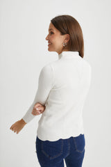 Turtleneck with Scallop Hems