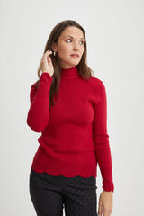 Turtleneck with Scallop Hems