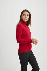 Turtleneck with Scallop Hems