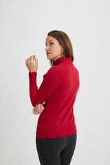 Turtleneck with Scallop Hems