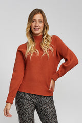 Mock Neck Ribbed Sweater
