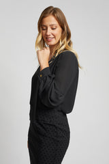 Tie Blouse with Puff Sleeves