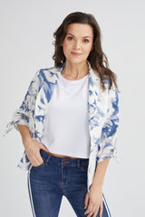 Floral Bow Sleeve Bi-Stretch Blazer