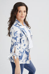 Floral Bow Sleeve Bi-Stretch Blazer