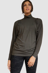 Mock Neck Puff Sleeve Top