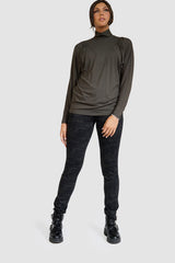 Mock Neck Puff Sleeve Top