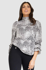 Leopard Mock Neck Jersey Top