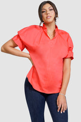 Ruffle Collar Poplin Shirt