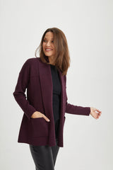 Mid-Length Shawl-Collar Cardigan