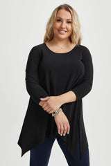 Plus-Size Asymmetric Sharkbite Hem Tunic Top