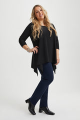 Plus-Size Asymmetric Sharkbite Hem Tunic Top