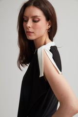 Contrast Trim with Peek-a-Boo Shoulder Top