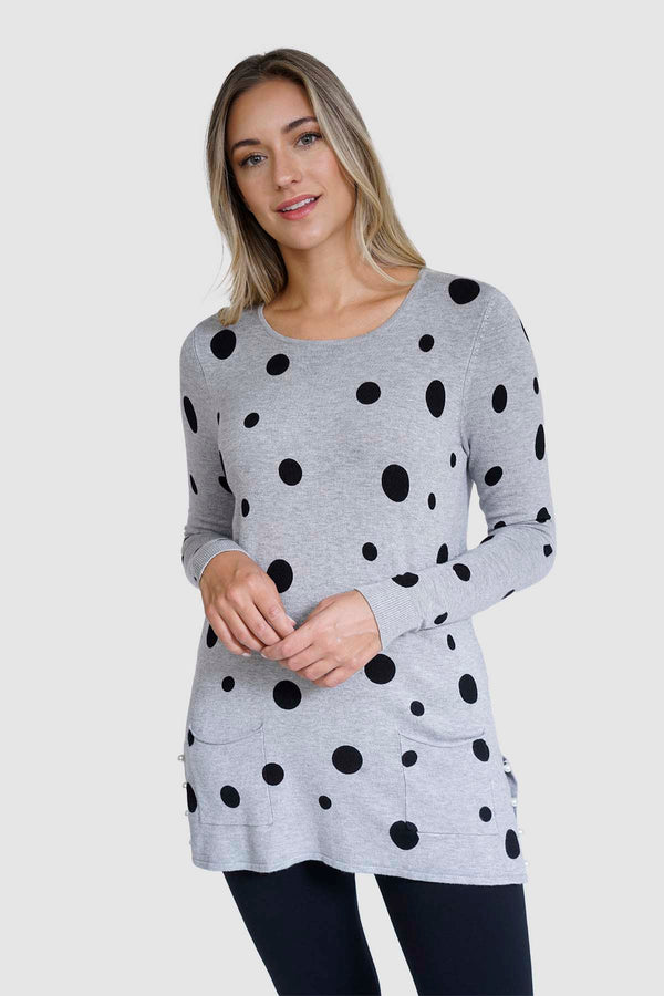 Polka Dot Sweater with Pearls