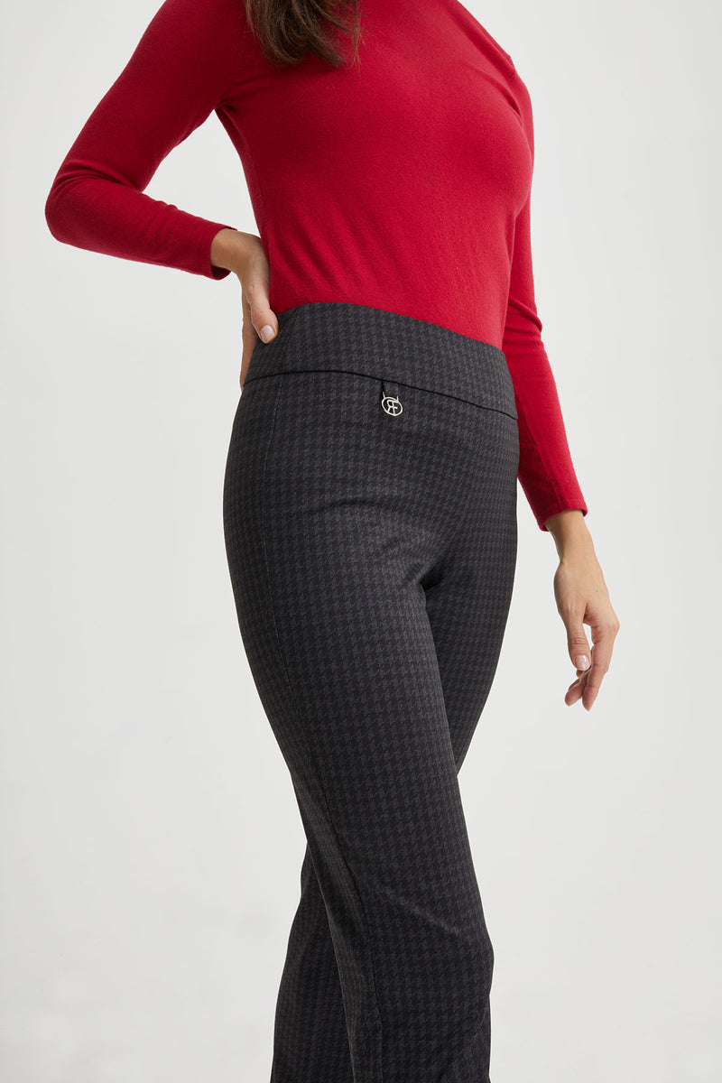 Charcoal Houndstooth Ponte Pant