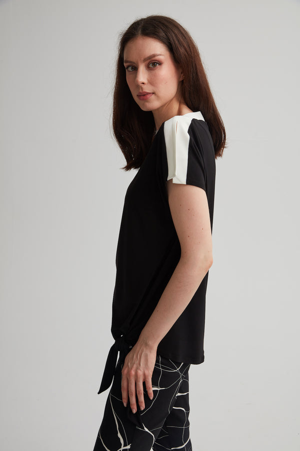 Contrast Trim with Peek-a-Boo Shoulder Top