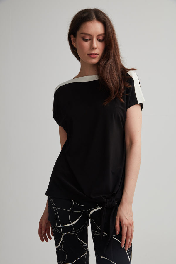 Contrast Trim with Peek-a-Boo Shoulder Top